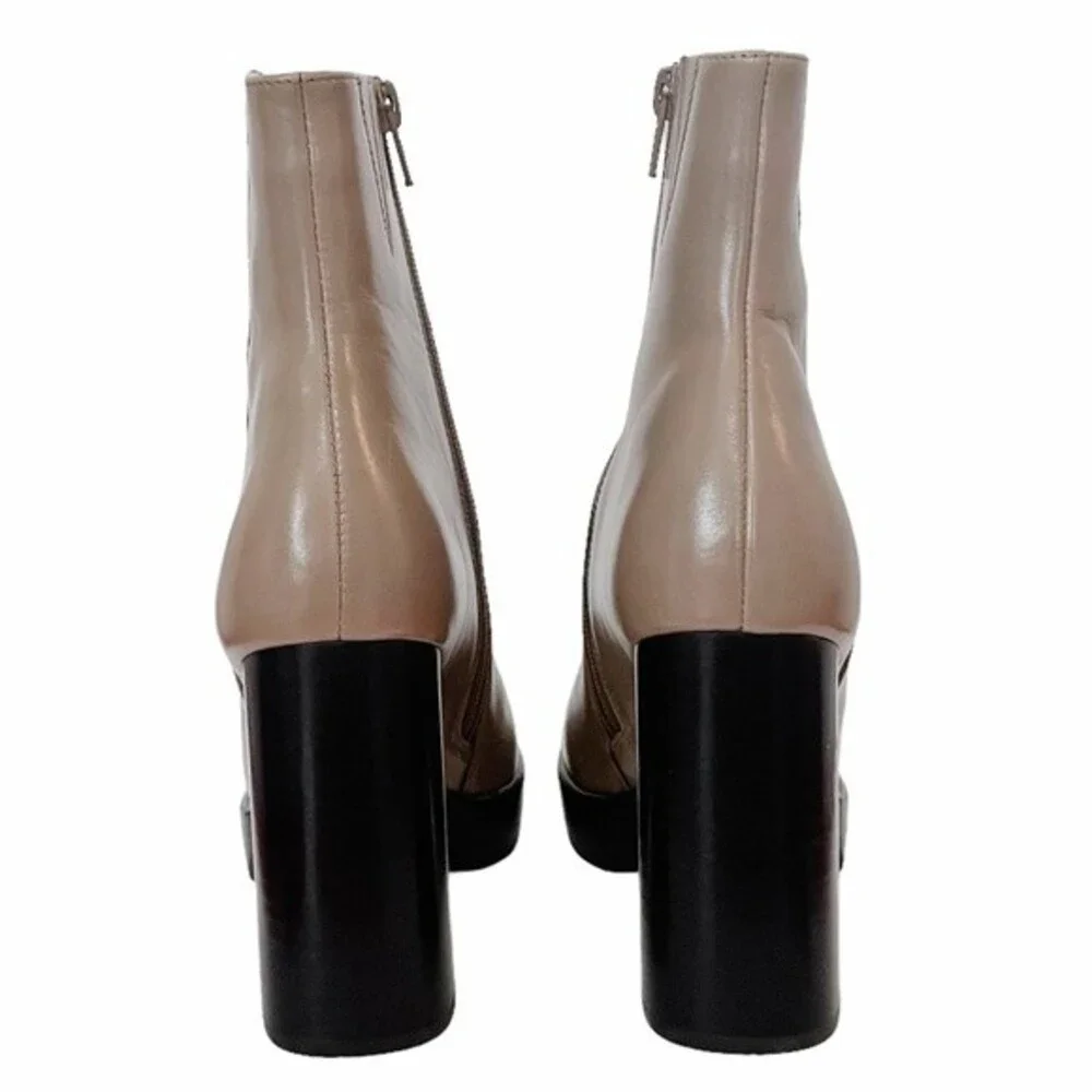 NEW Jeffrey Campbell Retro 70s Platform Boot Taupe Beige & Black Leather Size 8 - Picture 8 of 13